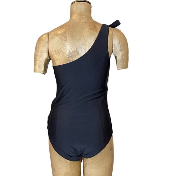 Marina West Swim Deep End One-Shoulder One-Piece Swimsuit Sz L Black #291E - Picture 7 of 9